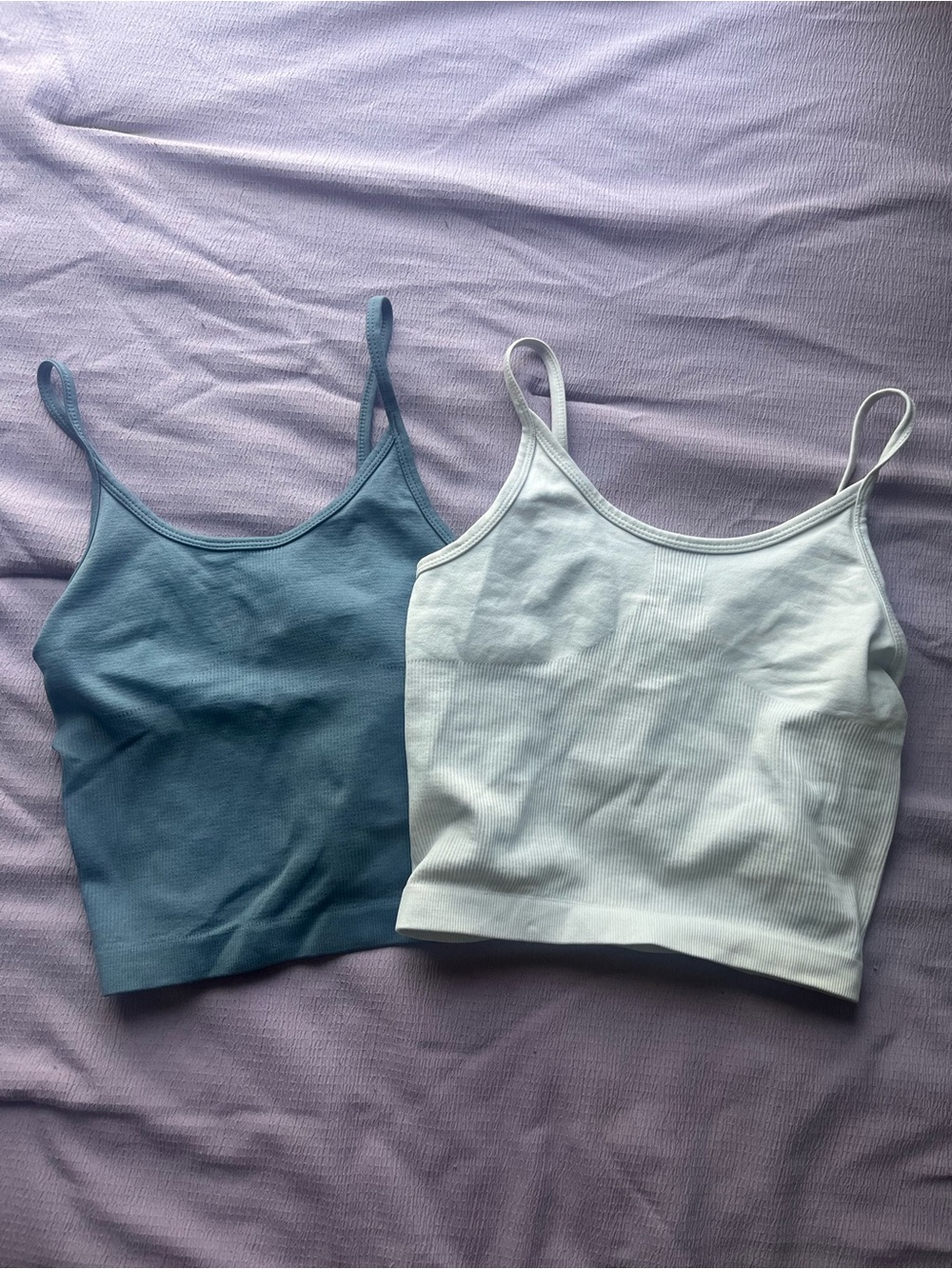 Ribbed Spaghetti Strap Crop Tank Top Set of Two